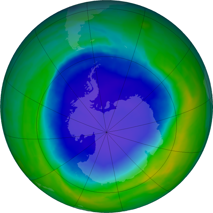 Antarctic ozone map for 13 November 2015